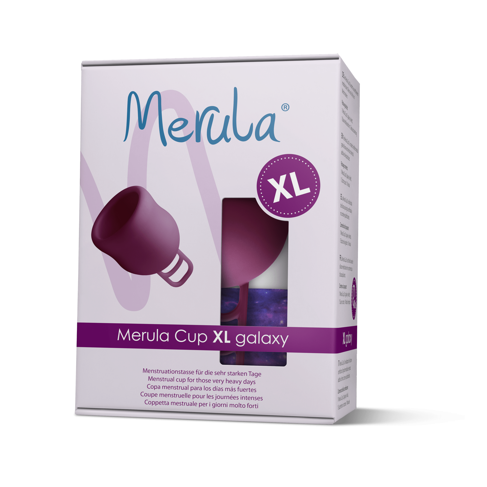  Merula Cup Galaxy (Violet) - One Size Menstrual Cup Made of  Medical Silicone, 10 g : Health & Household